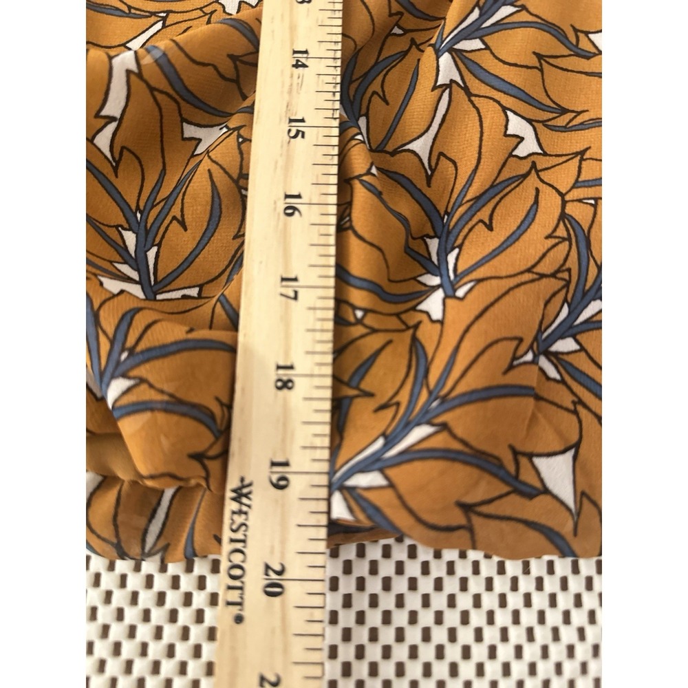NORDSTROM Pleione Blouse Size XS Top Bubble Hem Caramel Iris Print SHIRT CAREER - Picture 8 of 9